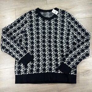 Lou & Gray Large Black And White Skier Sweater Soft Cozy Warm